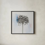 Agapanthus II by Deborah Revell. Shown in a sleek black glass frame for a contemporary gallery look. Available as an archival giclee rolled canvas, fine art paper, or poster print. SKU 91622a.