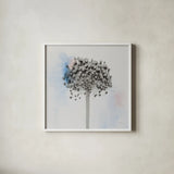 Agapanthus II by Deborah Revell. Shown in a crisp white glass frame for a clean and minimalist style. Available as an archival giclee rolled canvas, fine art paper, or poster print. SKU 91622a.