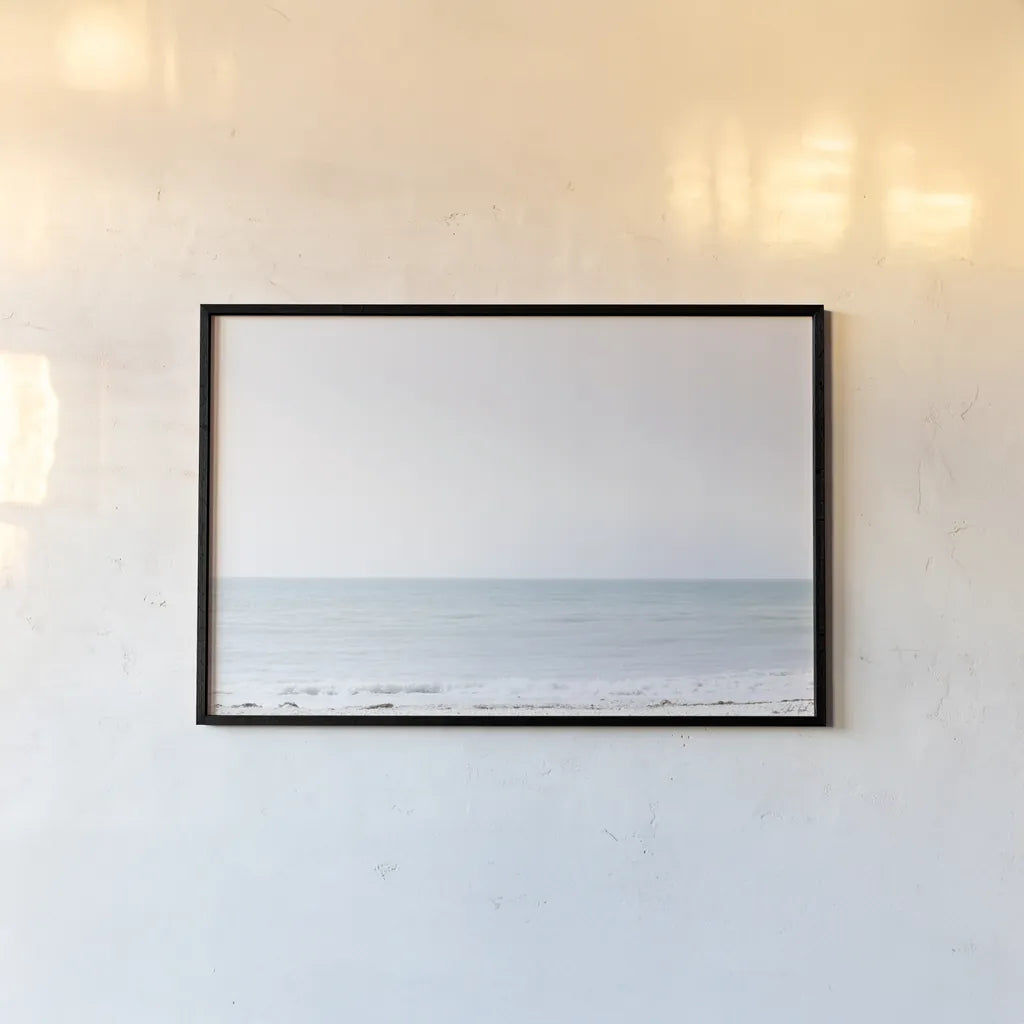 Aqua Sea by Deborah Revell. shown as a paper print in a black flame. Available as a archival giclee rolled canvas, fine art paper, or poster print. SKU 100316i.