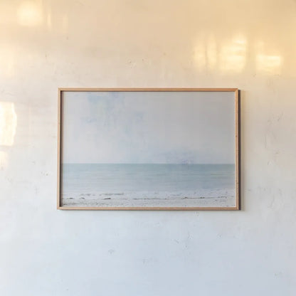 Aqua Sea by Deborah Revell. shown as a paper print in a natural frame. Available as a archival giclee rolled canvas, fine art paper, or poster print. SKU 91247i.