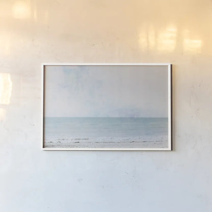 Aqua Sea by Deborah Revell. shown as a paper print in a white frame. Available as a archival giclee rolled canvas, fine art paper, or poster print. SKU 91247i.