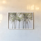 Beach Palms by Deborah Revell. shown as a paper print in a white frame. Available as a archival giclee rolled canvas, fine art paper, or poster print. SKU 104902i.