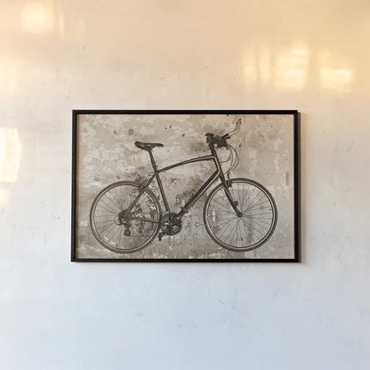 Bike by Deborah Revell. shown as a paper print in a black flame. Available as a archival giclee rolled canvas, fine art paper, or poster print. SKU 91411i.