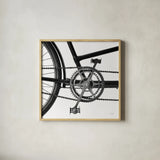 Bike Detail III by Deborah Revell. Shown in a natural wood glass frame for a timeless modern aesthetic. Available as an archival giclee rolled canvas, fine art paper, or poster print. SKU 104371a.