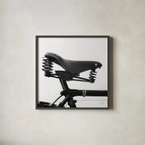 Bike Detail V by Deborah Revell. Shown in a sleek black glass frame for a contemporary gallery look. Available as an archival giclee rolled canvas, fine art paper, or poster print. SKU 104373a.