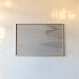 Birds in the Mist by Deborah Revell. shown as a paper print in a natural frame. Available as a archival giclee rolled canvas, fine art paper, or poster print. SKU 101149i.