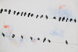 Birds on a Wire by Deborah Revell. SKU 91412i. Archival Giclee Fine art print for wall decor.