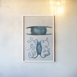 Blue Bay VI by Deborah Revell. shown as a paper print in a white frame. Available as a archival giclee rolled canvas, fine art paper, or poster print. SKU 91281h.