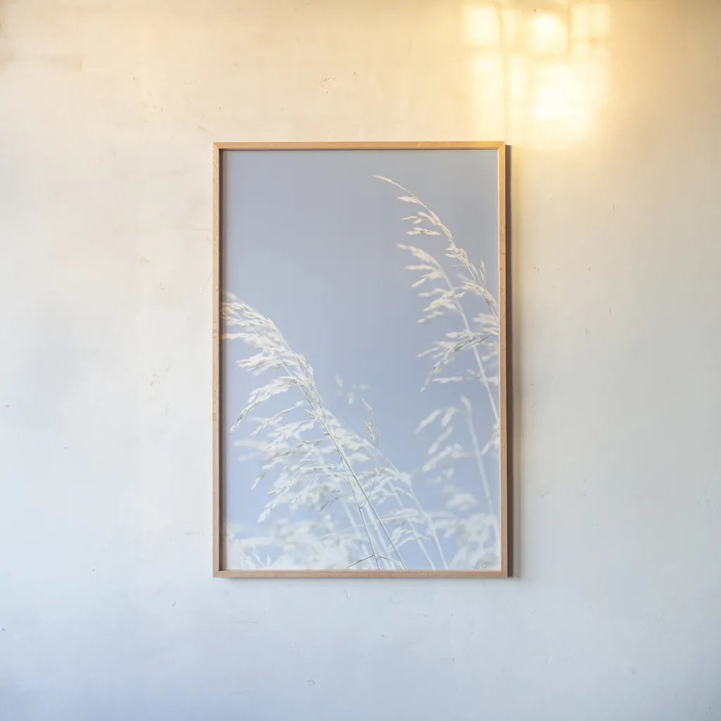 Blue Breeze by Deborah Revell. shown as a paper print in a natural frame. Available as a archival giclee rolled canvas, fine art paper, or poster print. SKU 91142h.