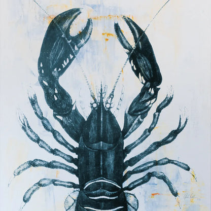 Blue Lobster by Deborah Revell. SKU 91160a. Archival Giclee Fine art print for wall decor.