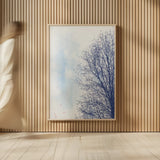 Blue Tree by Deborah Revell. shown as over sized large wall art. Available as an archival giclee rolled canvas, fine art paper, or poster print. SKU 90973h.
