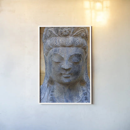 Buddha by Deborah Revell. shown as a paper print in a white frame. Available as a archival giclee rolled canvas, fine art paper, or poster print. SKU 93999h.