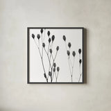 Buds I by Deborah Revell. Shown in a sleek black glass frame for a contemporary gallery look. Available as an archival giclee rolled canvas, fine art paper, or poster print. SKU 92266a.
