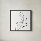 Buds II by Deborah Revell. Shown in a sleek black glass frame for a contemporary gallery look. Available as an archival giclee rolled canvas, fine art paper, or poster print. SKU 92267a.