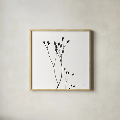 Buds III by Deborah Revell. Shown in a natural wood glass frame for a timeless modern aesthetic. Available as an archival giclee rolled canvas, fine art paper, or poster print. SKU 92268a.