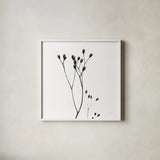 Buds III by Deborah Revell. Shown in a crisp white glass frame for a clean and minimalist style. Available as an archival giclee rolled canvas, fine art paper, or poster print. SKU 92268a.