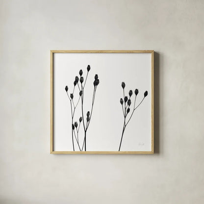 Buds IV by Deborah Revell. Shown in a natural wood glass frame for a timeless modern aesthetic. Available as an archival giclee rolled canvas, fine art paper, or poster print. SKU 92269a.