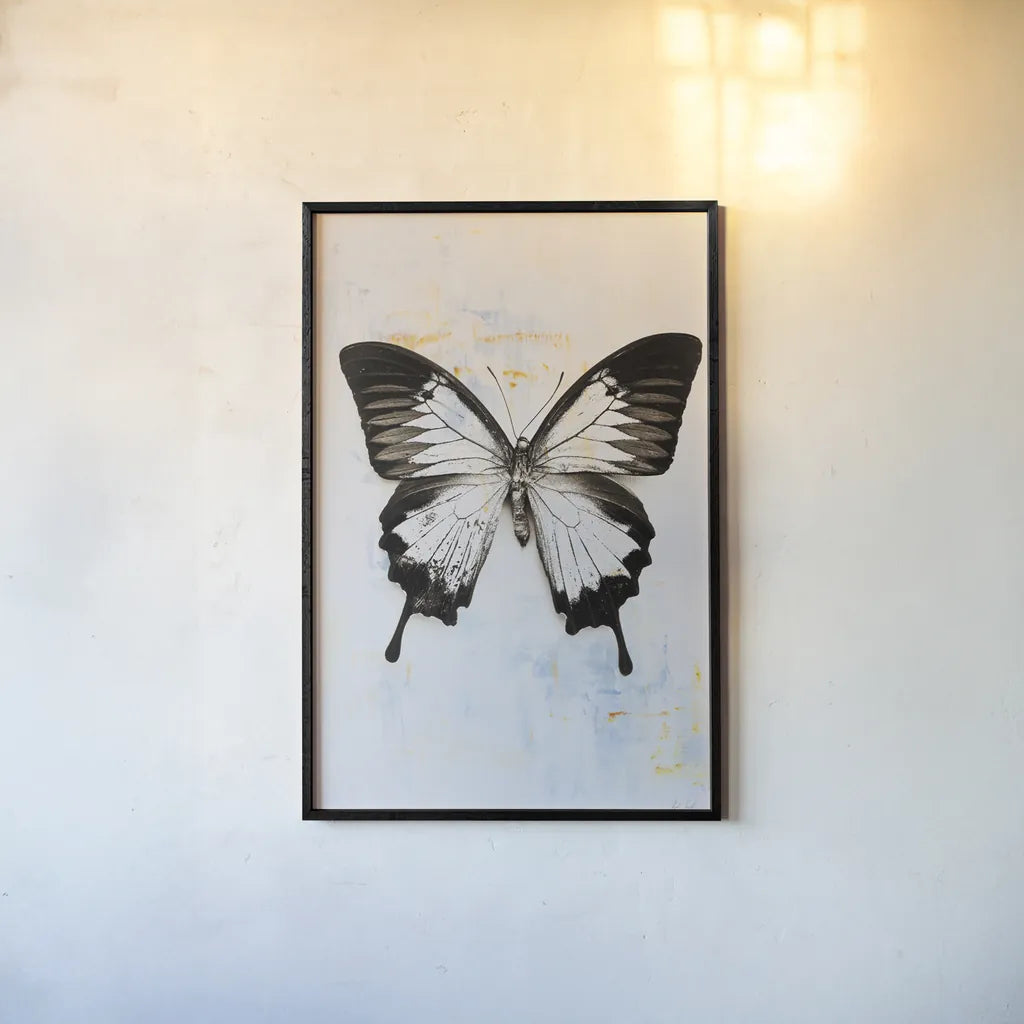 Butterfly I by Deborah Revell. shown as a paper print in a black flame. Available as a archival giclee rolled canvas, fine art paper, or poster print. SKU 91143h.