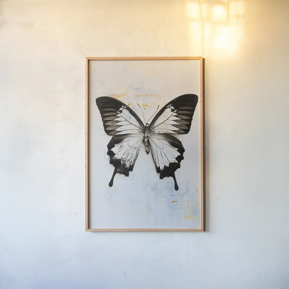Butterfly I by Deborah Revell. shown as a paper print in a natural frame. Available as a archival giclee rolled canvas, fine art paper, or poster print. SKU 91143h.