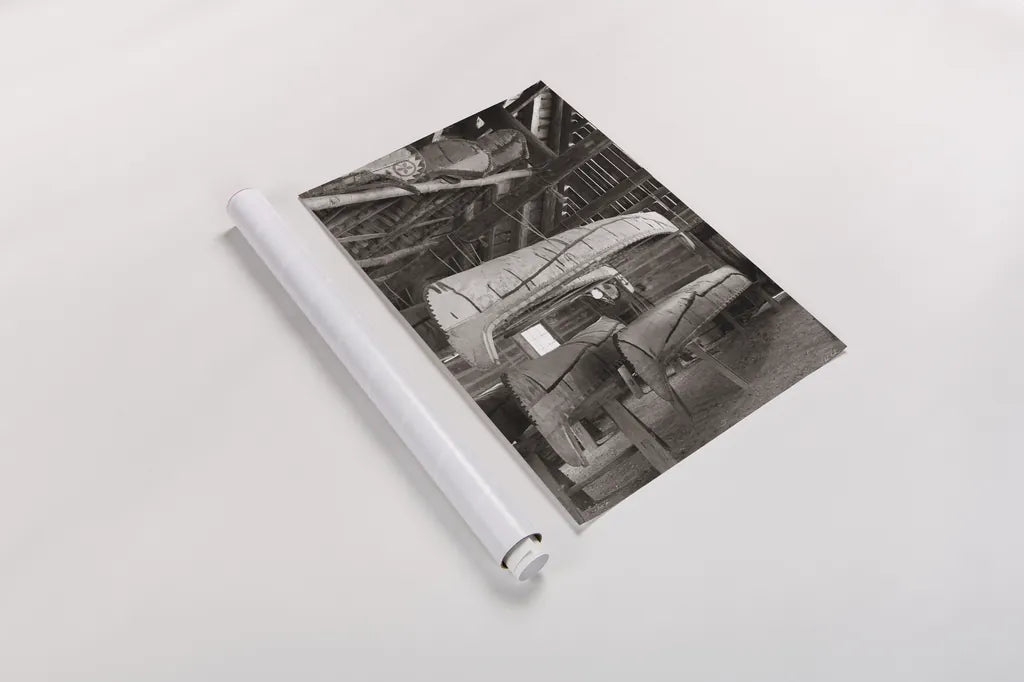 Canoe Barn by Deborah Revell. shown as a rolled paper print. Available as archival giclee rolled canvas, fine art paper, or poster print. SKU 96600h.