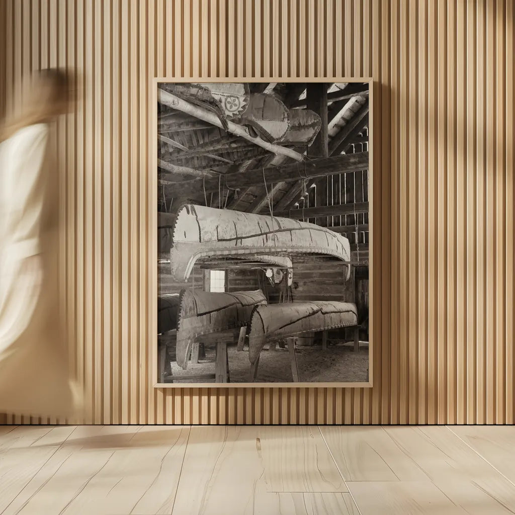 Canoe Barn by Deborah Revell. shown as over sized large wall art. Available as an archival giclee rolled canvas, fine art paper, or poster print. SKU 96600h.