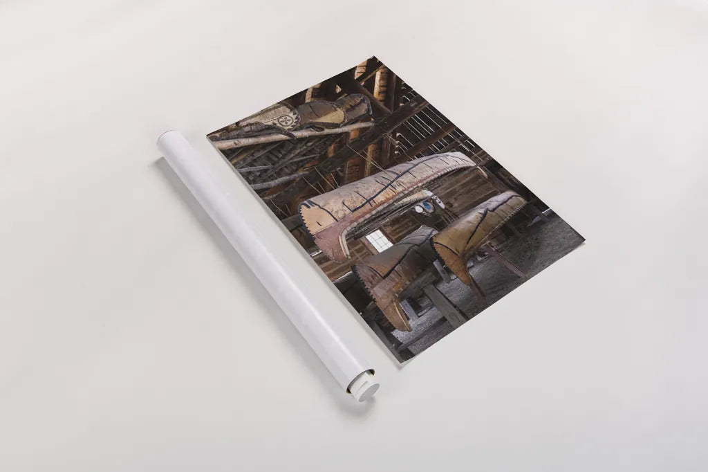 Canoe Barn II by Deborah Revell. shown as a rolled paper print. Available as archival giclee rolled canvas, fine art paper, or poster print. SKU 99670h.