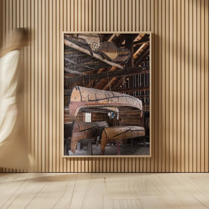 Canoe Barn II by Deborah Revell. shown as over sized large wall art. Available as an archival giclee rolled canvas, fine art paper, or poster print. SKU 99670h.