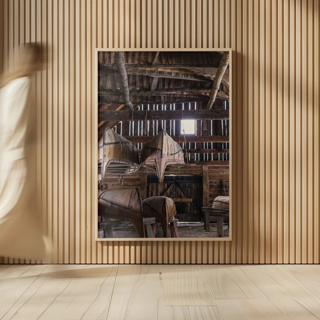 Canoe Barn III by Deborah Revell. shown as over sized large wall art. Available as an archival giclee rolled canvas, fine art paper, or poster print. SKU 99671h.