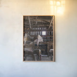 Canoe Barn III by Deborah Revell. shown as a paper print in a natural frame. Available as a archival giclee rolled canvas, fine art paper, or poster print. SKU 99671h.