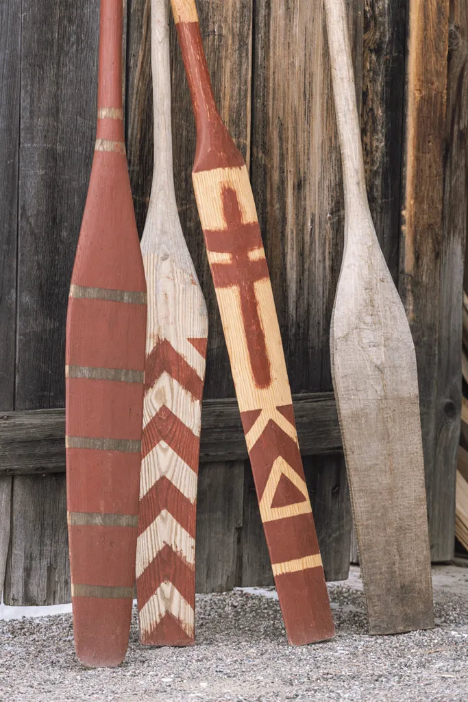 Canoe Paddles by Deborah Revell. SKU 96601h. Archival Giclee Fine art print for wall decor.