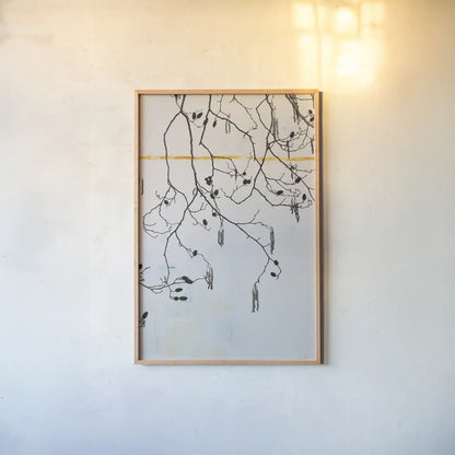 Catkins by Deborah Revell. shown as a paper print in a natural frame. Available as a archival giclee rolled canvas, fine art paper, or poster print. SKU 90974h.
