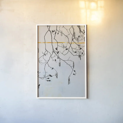 Catkins by Deborah Revell. shown as a paper print in a white frame. Available as a archival giclee rolled canvas, fine art paper, or poster print. SKU 90974h.