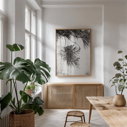 Cedar by Deborah Revell. shown as a print in a natural wood frame in a dining room. Available as a archival giclee rolled canvas, fine art paper, or poster print. SKU 102080h.