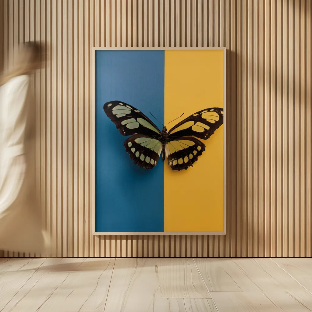 Chromatic Butterfly III by Deborah Revell. shown as over sized large wall art. Available as an archival giclee rolled canvas, fine art paper, or poster print. SKU 96045h.