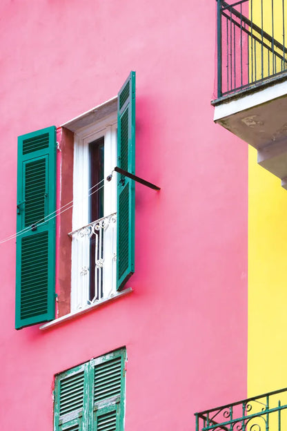 Cinque Terre Pink by Deborah Revell. SKU 95016h. Archival Giclee Fine art print for wall decor.