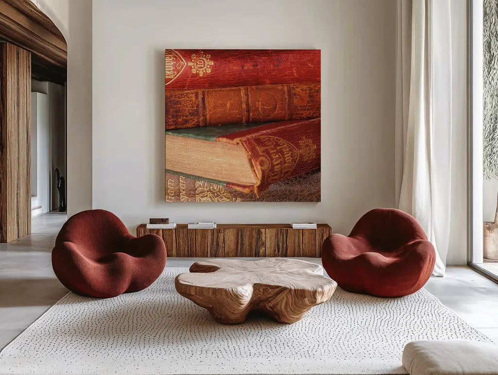 Close Text II by Deborah Revell. Shown as extra-large giant wall art in a modern living room. Available as an archival giclee rolled canvas, fine art paper, or poster print. SKU 96915a.