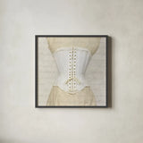 Corset III by Deborah Revell. Shown in a sleek black glass frame for a contemporary gallery look. Available as an archival giclee rolled canvas, fine art paper, or poster print. SKU 92285a.