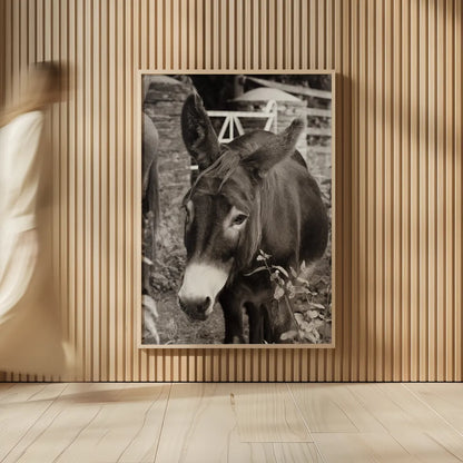 Cottage Donkey III by Deborah Revell. shown as over sized large wall art. Available as an archival giclee rolled canvas, fine art paper, or poster print. SKU 100061h.