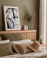 Cycle I by Deborah Revell. shown as a paper print in a natural frame. Available as a archival giclee rolled canvas, fine art paper, or poster print. SKU 104306h.