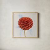 Dahlia II by Deborah Revell. Shown in a natural wood glass frame for a timeless modern aesthetic. Available as an archival giclee rolled canvas, fine art paper, or poster print. SKU 96172a.