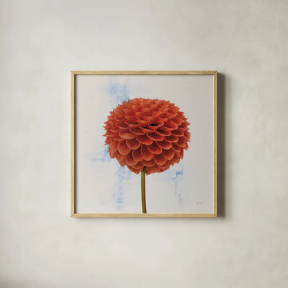 Dahlia II by Deborah Revell. Shown in a natural wood glass frame for a timeless modern aesthetic. Available as an archival giclee rolled canvas, fine art paper, or poster print. SKU 96172a.