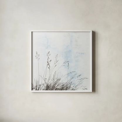 Daisy Meadow by Deborah Revell. Shown in a crisp white glass frame for a clean and minimalist style. Available as an archival giclee rolled canvas, fine art paper, or poster print. SKU 93435a.