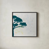 Dartington Tree II by Deborah Revell. Shown in a sleek black glass frame for a contemporary gallery look. Available as an archival giclee rolled canvas, fine art paper, or poster print. SKU 94276a.