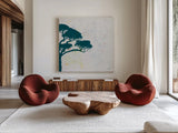 Dartington Tree II by Deborah Revell. Shown as extra-large giant wall art in a modern living room. Available as an archival giclee rolled canvas, fine art paper, or poster print. SKU 94276a.