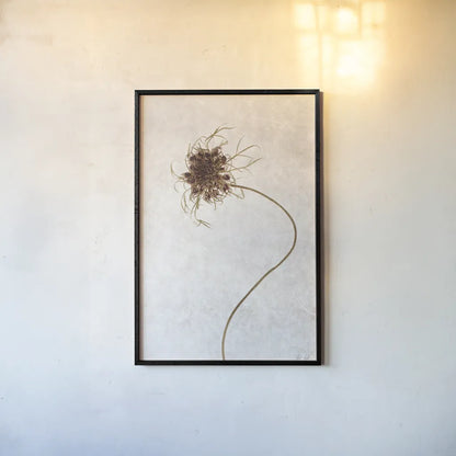 Dried Flower I by Deborah Revell. shown as a paper print in a black flame. Available as a archival giclee rolled canvas, fine art paper, or poster print. SKU 93396h.