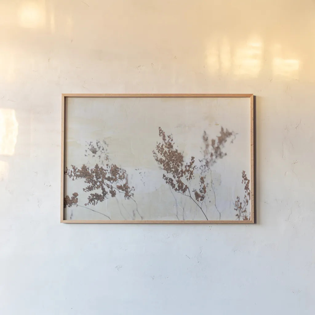 Earth and Lime II by Deborah Revell. shown as a paper print in a natural frame. Available as a archival giclee rolled canvas, fine art paper, or poster print. SKU 100046i.