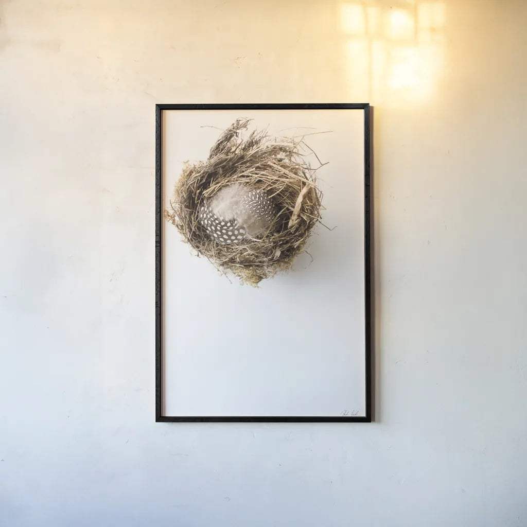 Empty Nest by Deborah Revell. shown as a paper print in a black flame. Available as a archival giclee rolled canvas, fine art paper, or poster print. SKU 93398h.