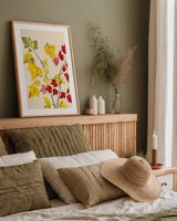 Fall Leaves III by Deborah Revell. shown as a paper print in a natural frame. Available as a archival giclee rolled canvas, fine art paper, or poster print. SKU 96590h.