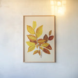 Fall Leaves IV by Deborah Revell. shown as a paper print in a natural frame. Available as a archival giclee rolled canvas, fine art paper, or poster print. SKU 96591h.