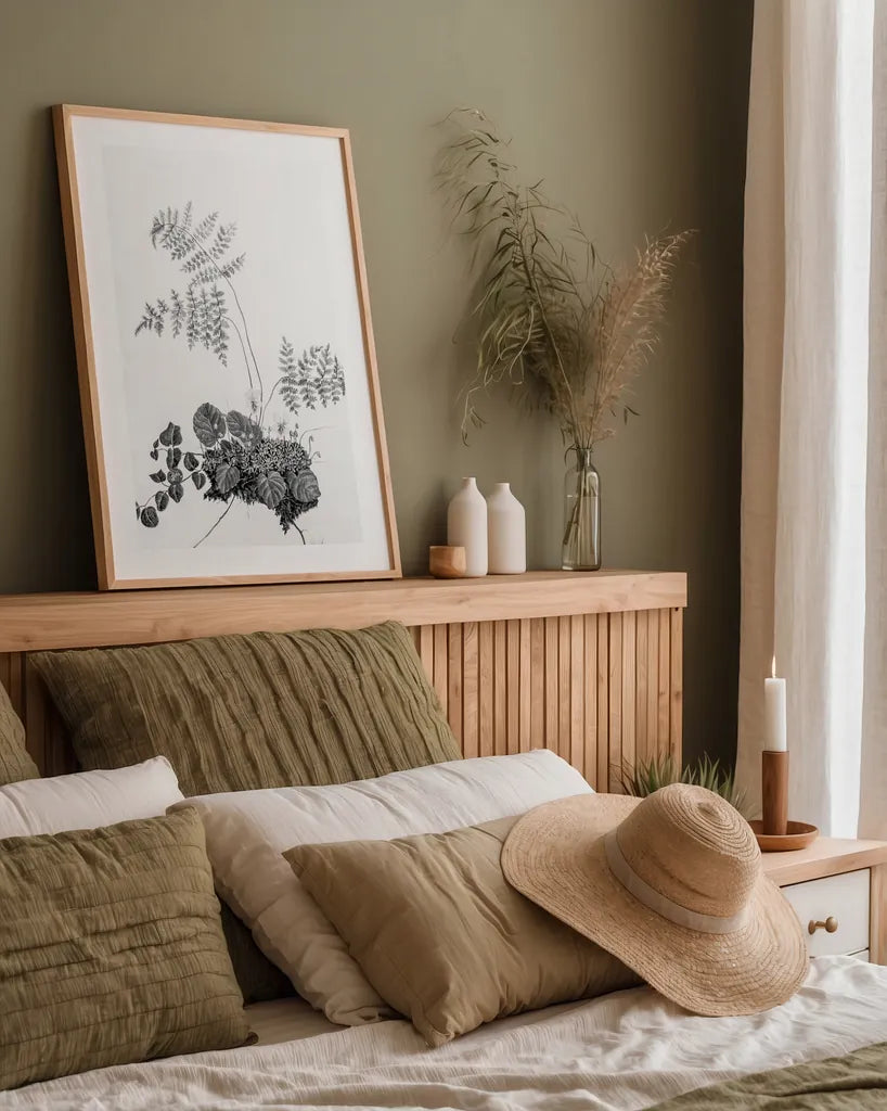 Fern Noir I by Deborah Revell. shown as a paper print in a natural frame. Available as a archival giclee rolled canvas, fine art paper, or poster print. SKU 96597h.